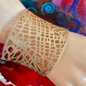 Gold-Tone Wide Cut-Out Statement Cuff Bracelet